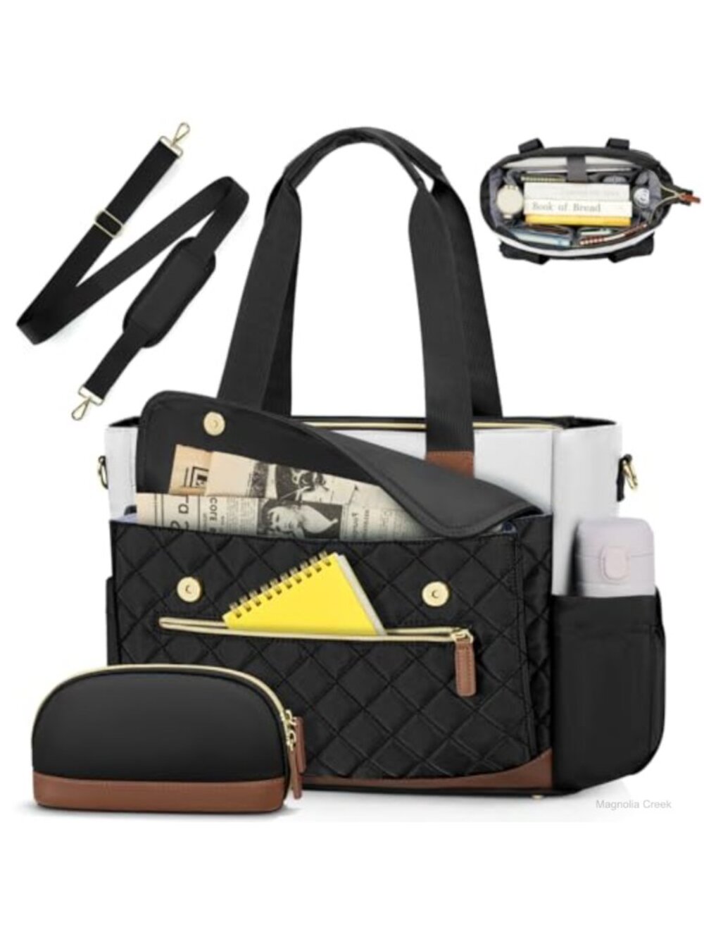 15.6 Inch Laptop Tote Bag with 16 Pockets Insulated Pockets Teacher Work Bag
